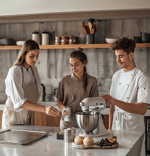 Zusammenarbeit beim Backen in der Gruppe