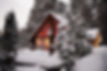 Mountain cabin in winter