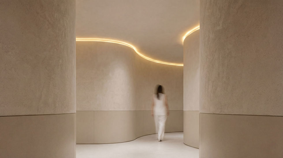 Curved Lit Corridor