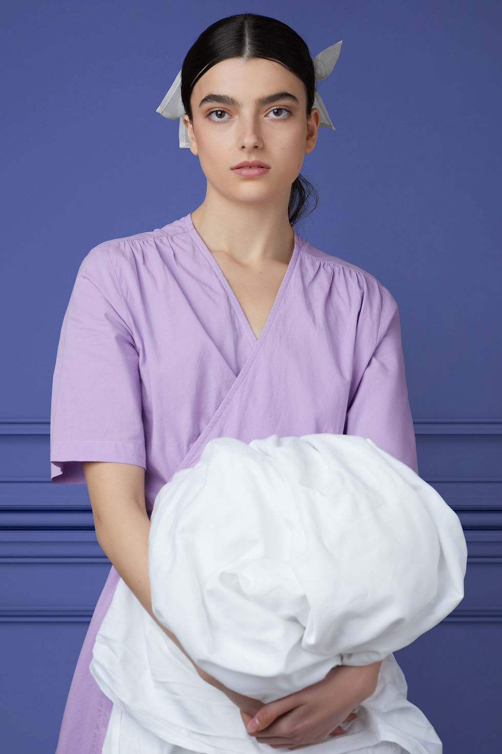 Woman Holding Fabric