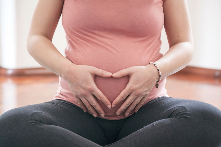 Mujer embarazada sentada