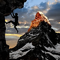 Silhouette d'alpiniste