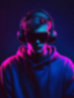 Person in virtual reality headset