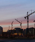 Coucher de soleil sur le chantier