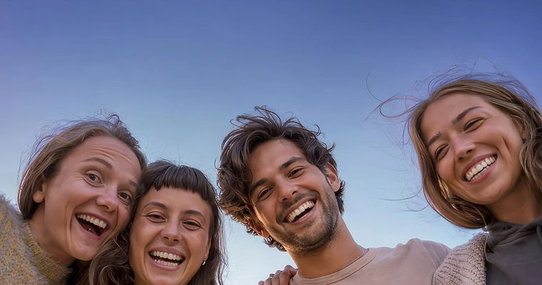 Group Smiling Outdoors