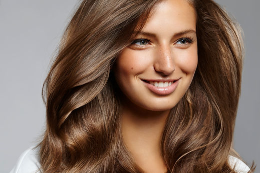 Glossy brunette hair with healthy natural shine