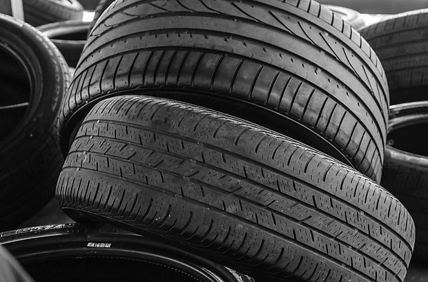 Close-up shot of new tyres