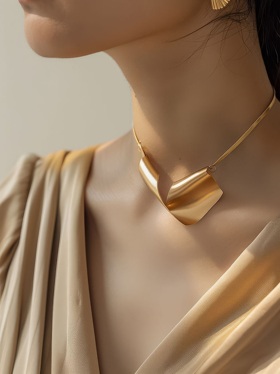 Primer plano de un collar de oro
