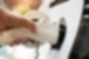 Close-up of a high-quality residential electric car charging connection.