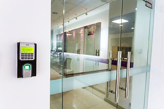 Office glass door access control keypad entry system installed