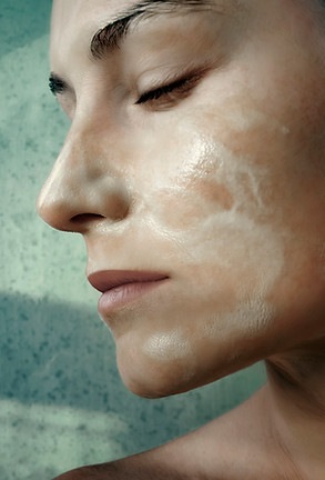 woman with gel face mask