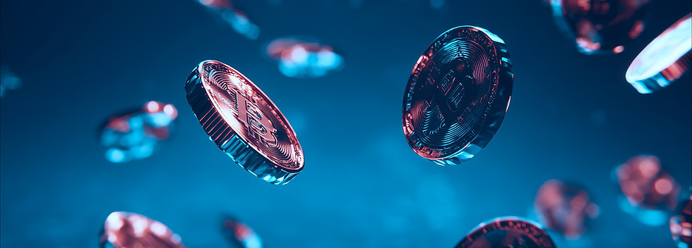 Floating Bitcoin Coins