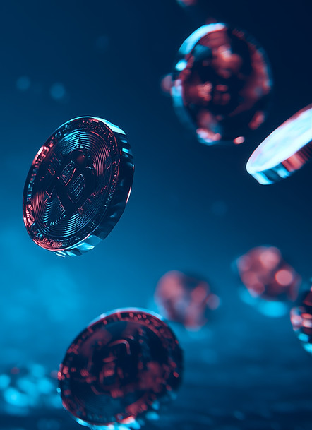 Floating Bitcoin Coins