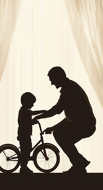 Father Teaching Child Bicycle