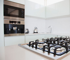 Stove and oven in modern kitchen