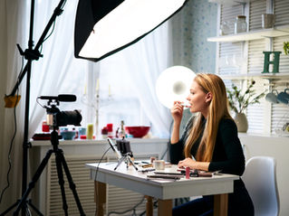 influencer woman in front of a camera