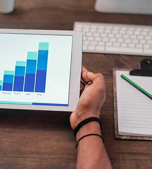 Grafiek op het digitale tabletscherm.