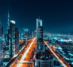 Vista della città di Dubai