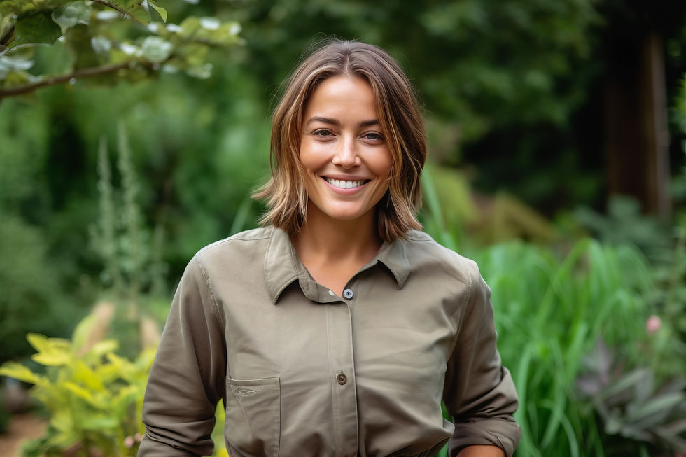 Headshot of a woman in a garden