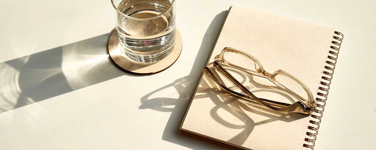 Glasses and Notebook