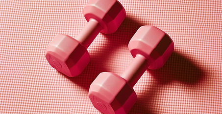 Pink Dumbbells on Mat