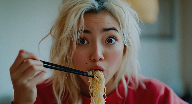 Woman Eating Noodles