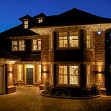 A beautifully built new home photographed in the early evening