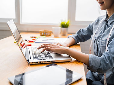 On Her Laptop