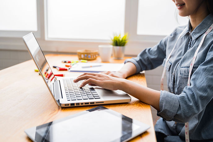 On Her Laptop