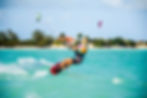 Kitesurfing on the water