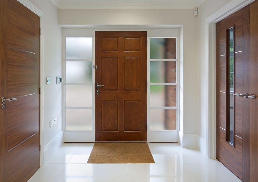 A front door of a new house