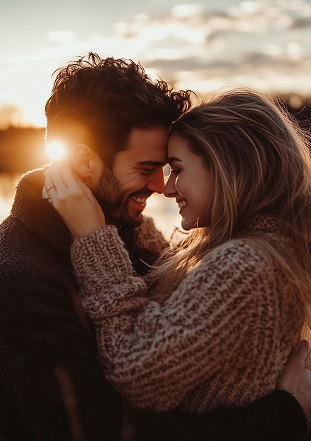 Couple Embracing at Sunset