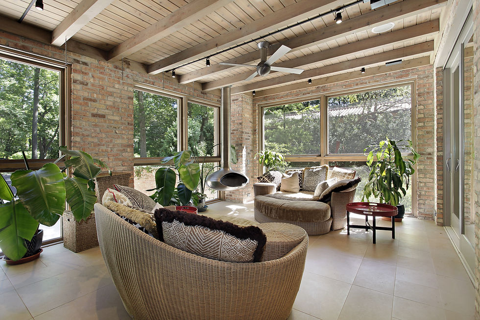 Solarium avec des meubles en osier