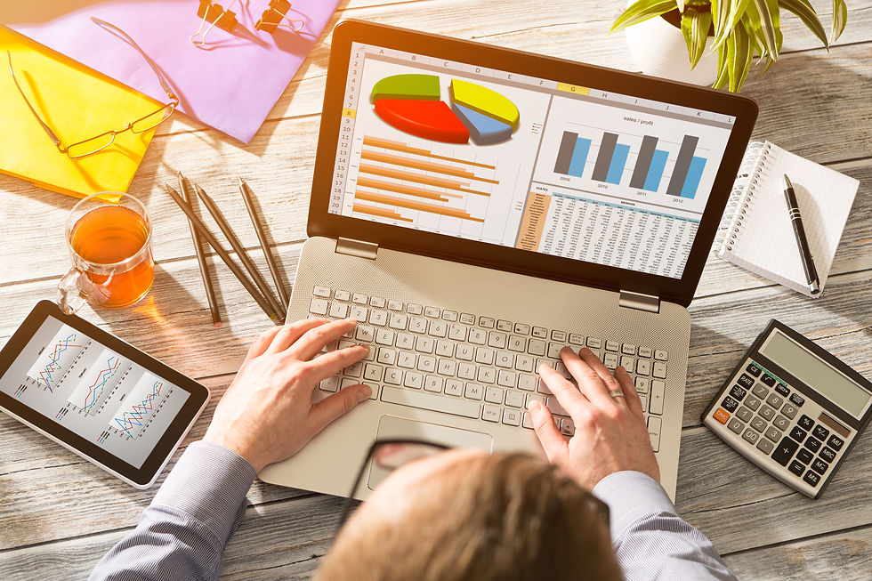 A person taking a basic accounting course on a laptop.