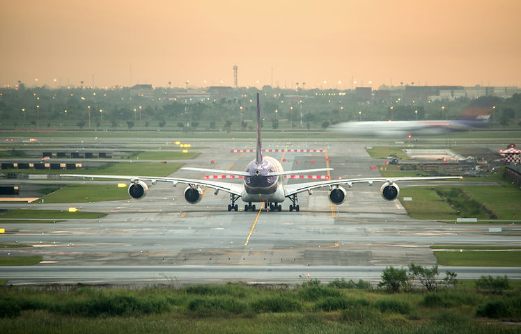 A plane on a runway