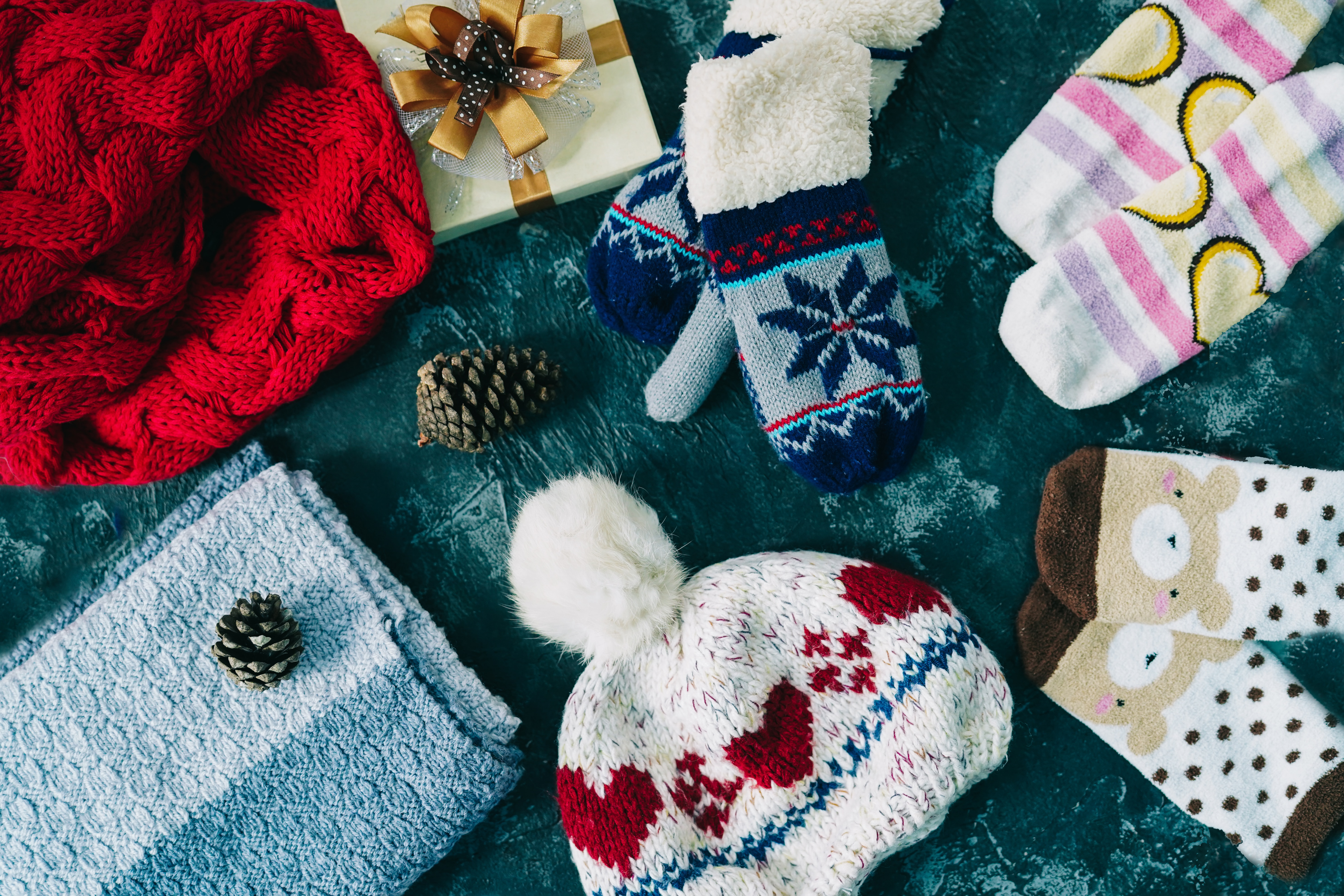 Christmas Tree Decorating With Hats Gloves Scarves
