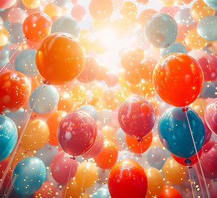 Bunte Luftballons Feier