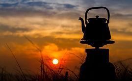 Ketel bij zonsondergang