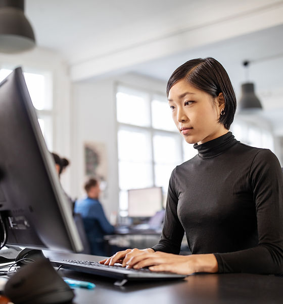 Typing at Desk