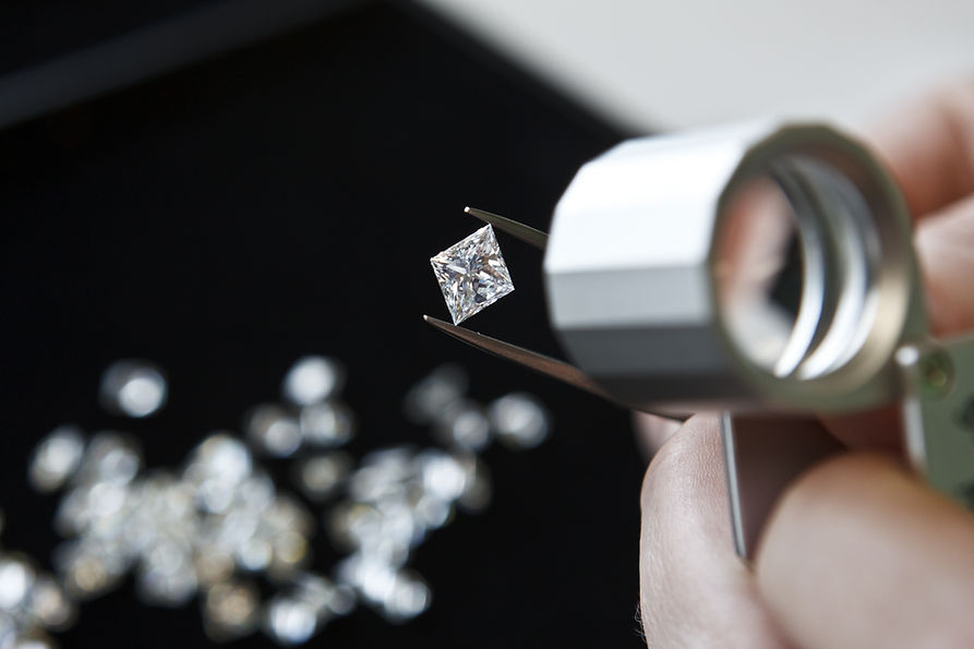 Inspecting Diamond Closeup
