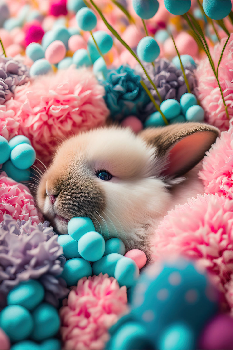 Adorable Bunny Surrounded