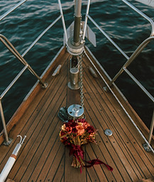 Bouquet on boat deck