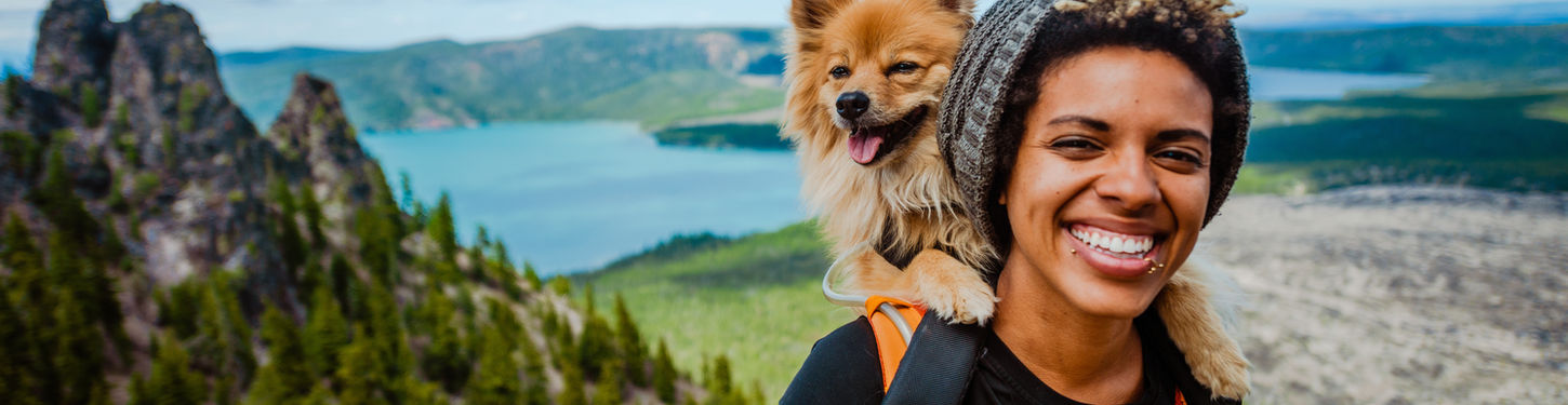 Woman and Dog on Hike