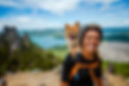 Woman and Dog on Hike