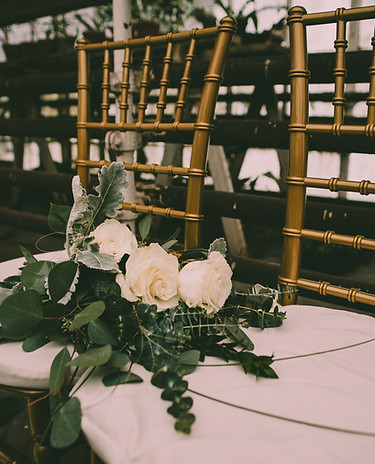 Wedding chair with bouquet