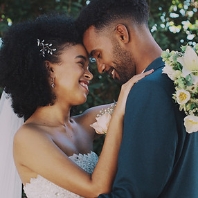Wedding couple embracing