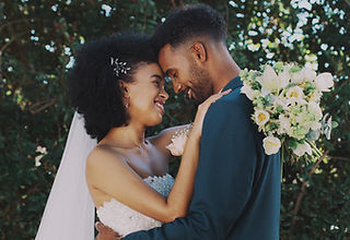 Wedding couple embracing