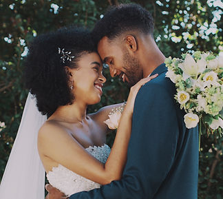 Wedding couple embracing