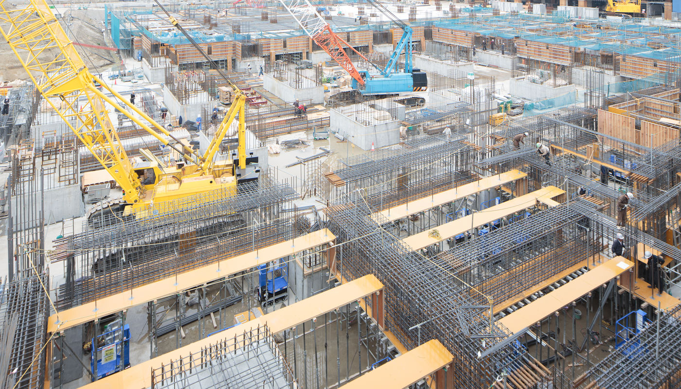 Construction site monitored by a time-lapse camera