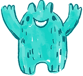 Smiling Blue Cartoon Monster